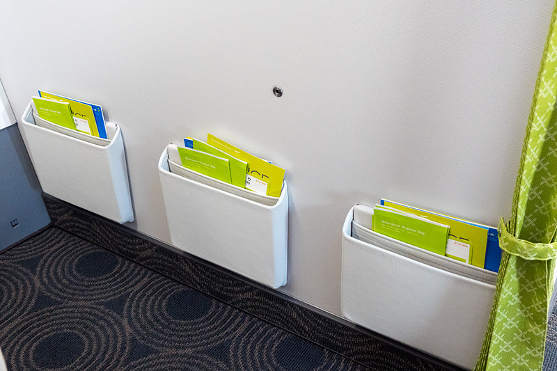 最前列のバルクヘッド席の収納