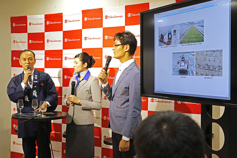 スライドで紹介しながら一ノ蔵の取り組みについて紹介