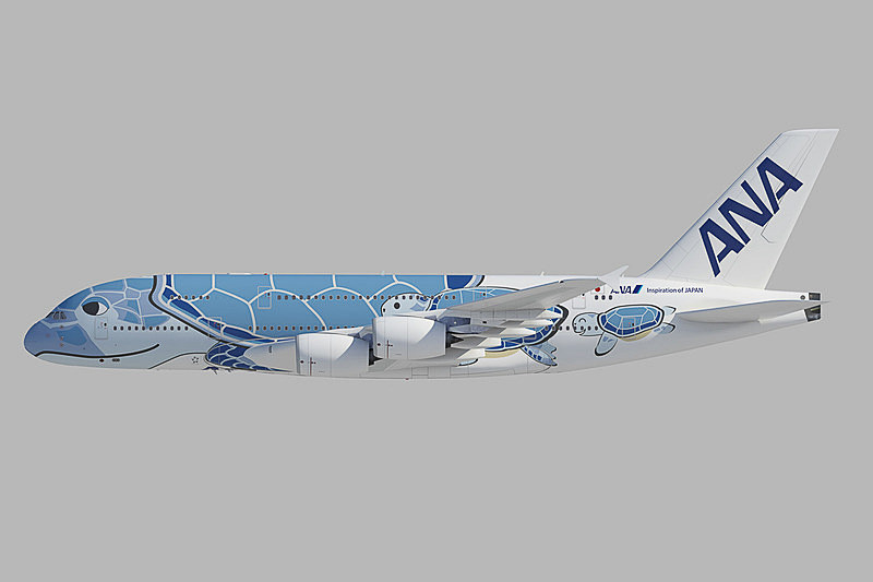 ANAのエアバス A380型機「FLYING HONU」の初号機は、ANAブルーで「ハワイの空」をイメージ