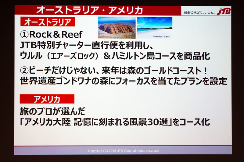 オーストラリアやアメリカ、アジアにおいても引き続き新商品を投入して販売の強化に努めるとともに、チャーター便を活用して座席の確保にも注力する