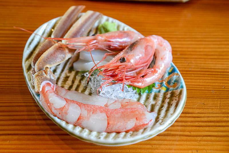 カニ刺し。とろっとしていてとても甘くて美味しい