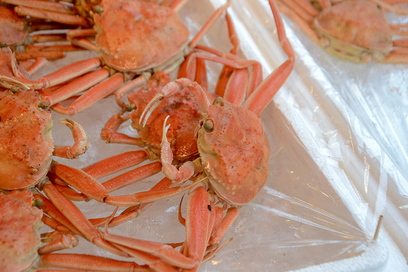 温泉街ではセコガニ（メスのカニ）も売っていた