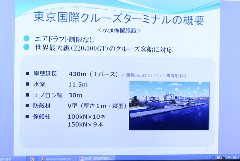 「東京国際クルーズターミナル」のふ頭係留施設の概要