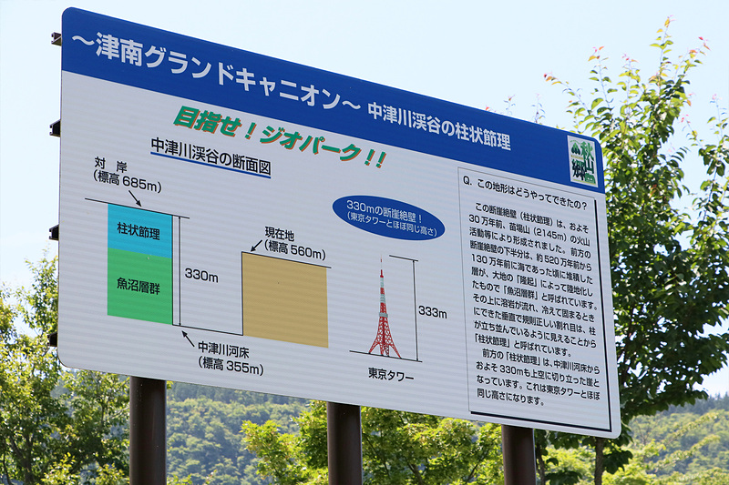 いろいろ説明するより、この看板が一番分かりやすいですね（笑）。こちら側と、向こう側の間に、東京タワーがスッポリと入るぐらい深い谷があると