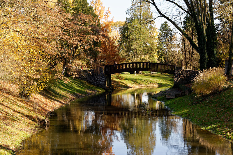 敷地内では川が静かに流れている