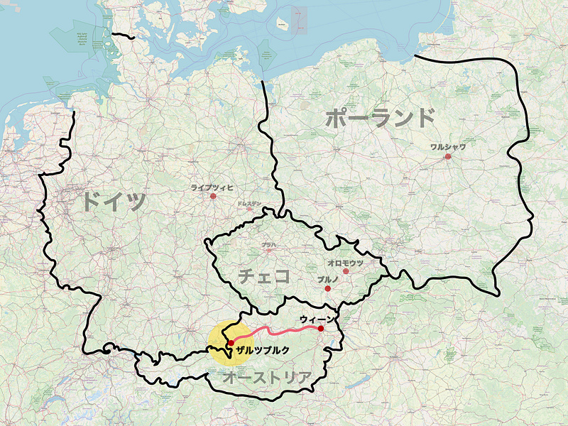 今回はユーレイル グローバルパスを利用して、ウィーンとザルツブルクを往復する（C）<a href="http://www.openstreetmap.org/copyright" class="n" target="_blank">OpenStreetMap contributors</a>