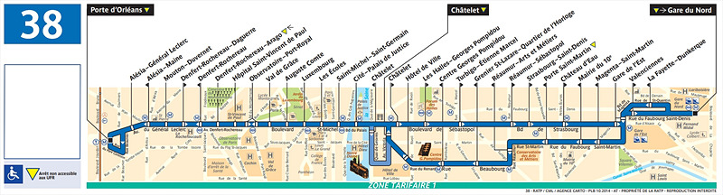 38番線路線図（RATPのWebサイトより）