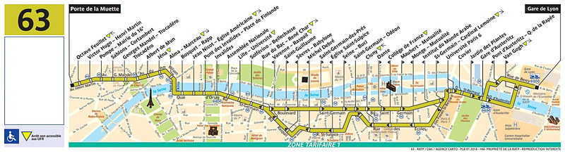 63番線路線図（RATPのWebサイトより）