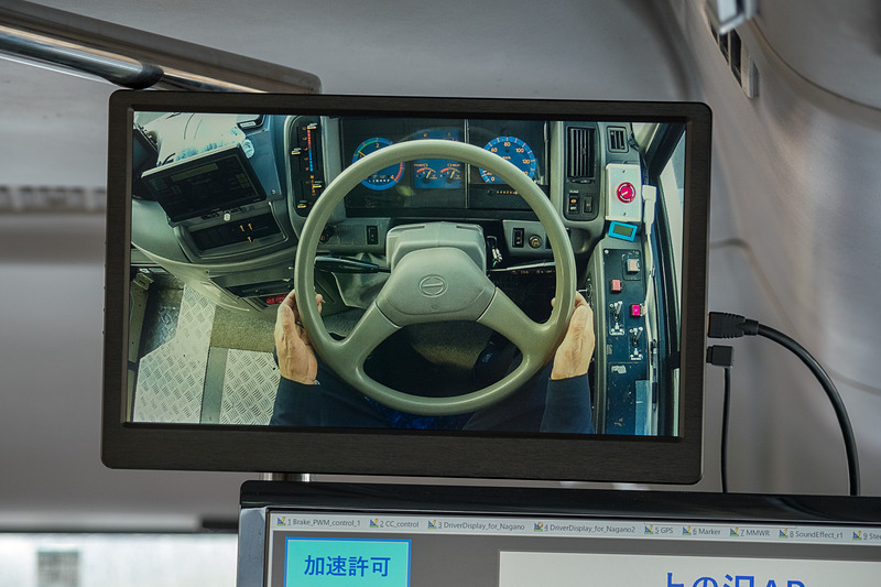 ハンドルの周囲を映すモニター