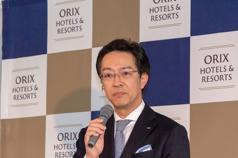 新たな宿泊ブランド「ORIX HOTELS ＆ RESORTS」を発表する、オリックス不動産株式会社 代表取締役社長の高橋豊典氏