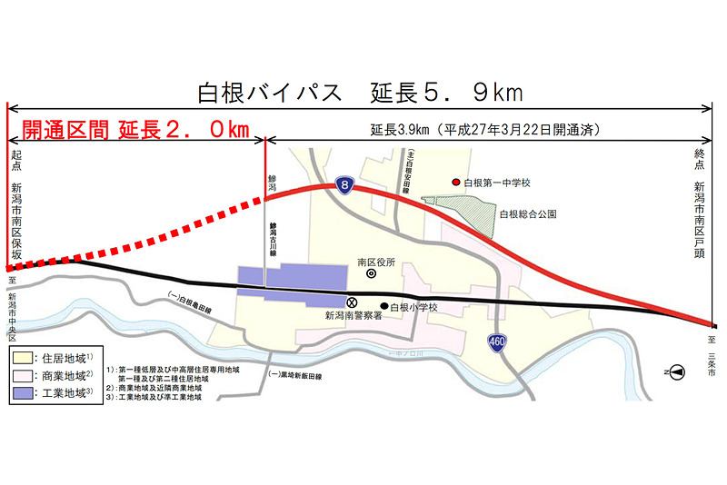 国道8号 白根バイパス 新潟市南区保坂～新潟市南区鯵潟