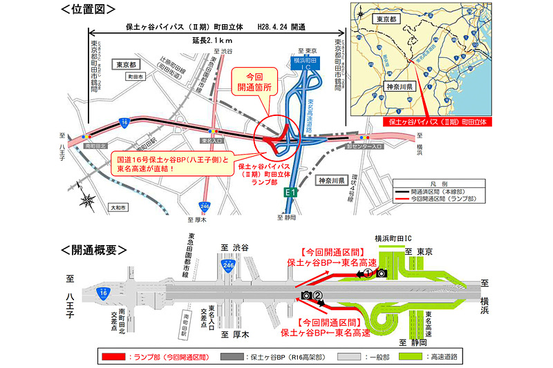 国道16号 保土ヶ谷バイパス 町田立体ランプ（八王子側）