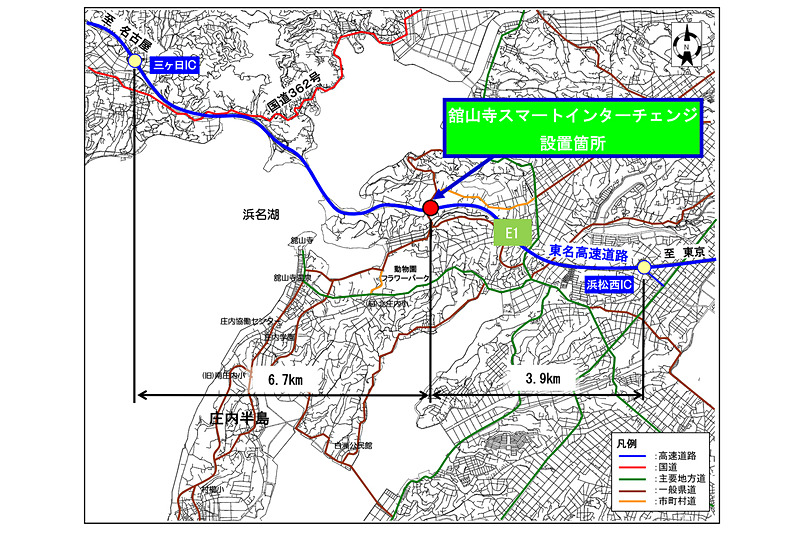 東名高速道路（E1）舘山寺スマートIC