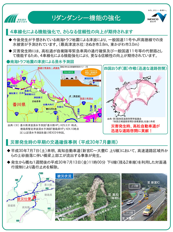 災害時などにおける代替路としての機能強化