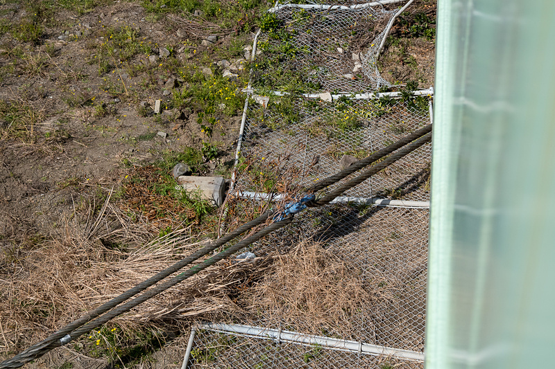 武蔵を固定しているワイヤー