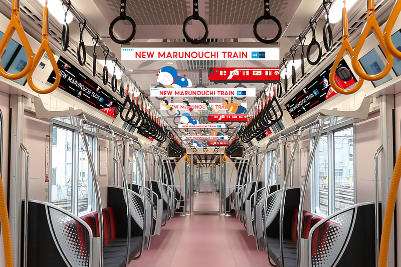 車内吊りポスターなどで2000系の登場をアピール