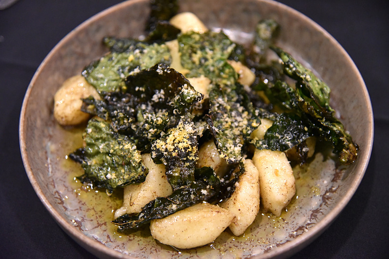 「Potato Gnocchi, Cavolo Nero, Burnt Butter, Cured Egg Yolk」