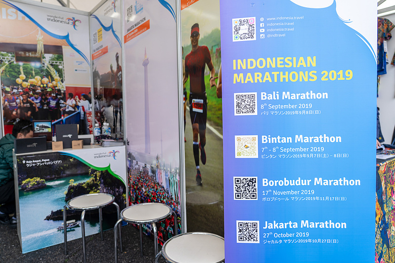 インドネシア共和国観光省ブースでは、バリマラソン、ビンタンマラソン、ボロブドゥールマラソン、ジャカルタマラソンのオーガナイザーが来日中。いずれも秋に開催される大会です