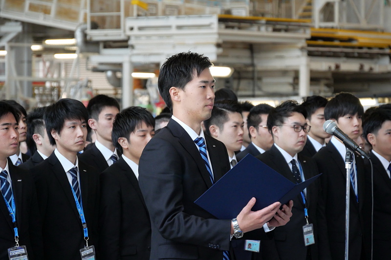 新入社員を代表して誓いの言葉を述べた、ANAの田中裕貴氏