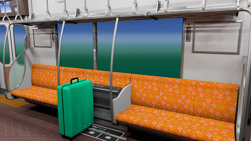 折りたたみ式シートによるスーツケース置き場