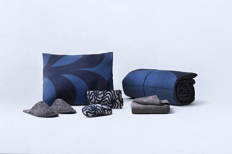 ビジネスクラスの寝具も、ポーチなどと同じマイヤ・イソラ氏のデザイン