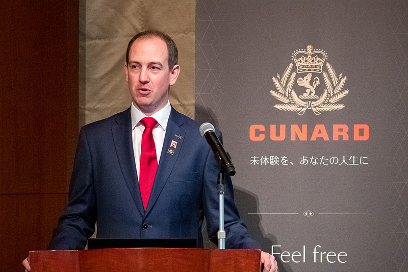 記者会見で日本戦略などを語ったキュナード・ライン 国際開発企画担当 副社長 マット・グリーヴス氏