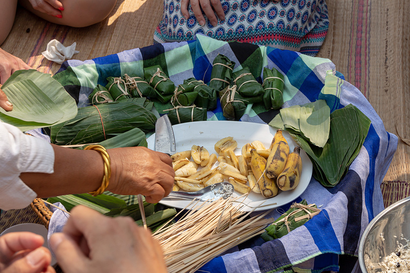 もち米を使った、タイ・デザート作りの体験