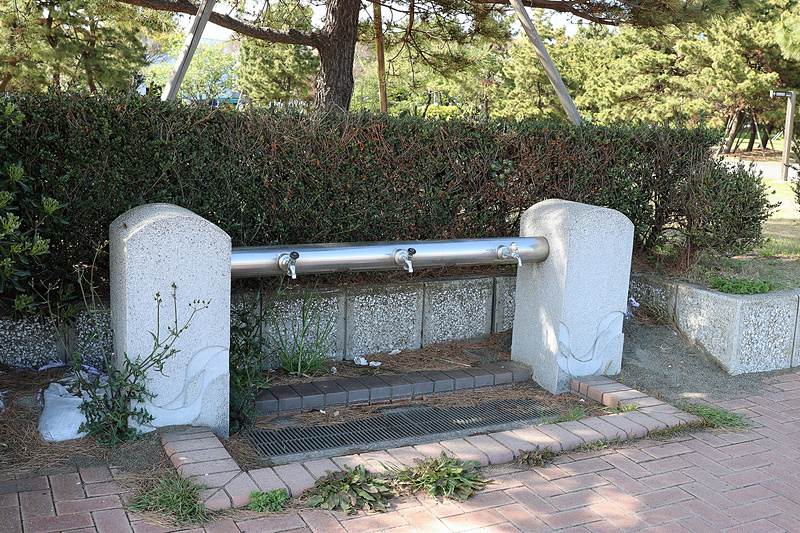 足に付いた砂を洗い落とすための足洗い場もある