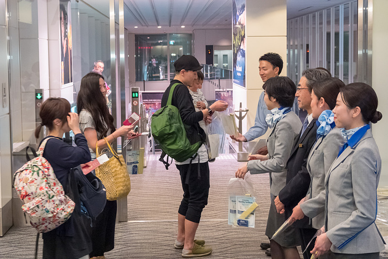 平成最後のフライトとなるNH849便の搭乗口。229名（幼児3名含む）が搭乗した