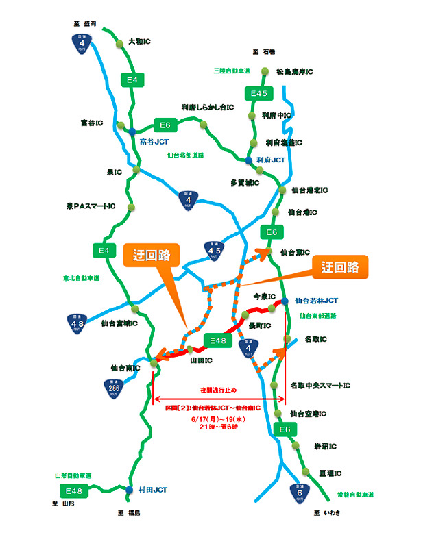 仙台若林JCT～仙台南IC間