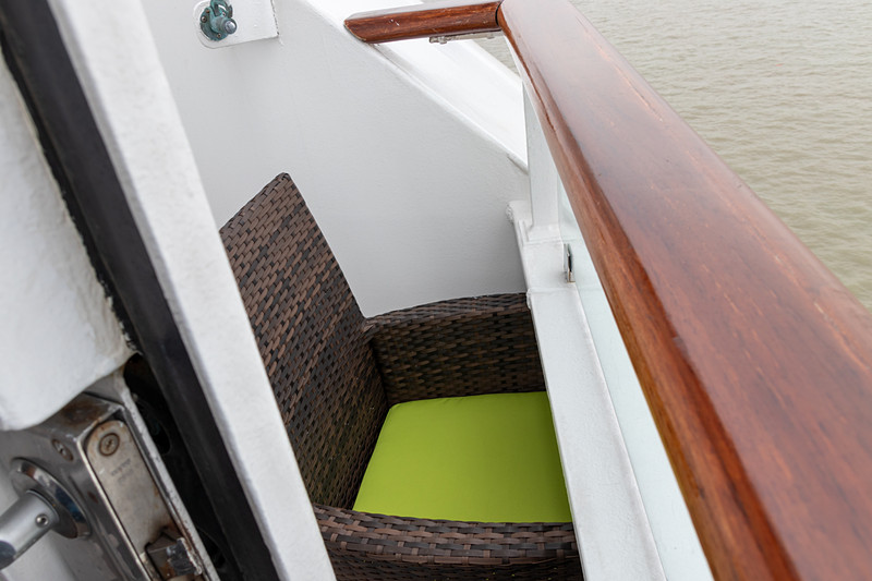 進行方向の景色を独り占めできるパレス ペントハウス。ただし、強風などの理由から船首部分に出られるのは停泊しているときだけに限られる