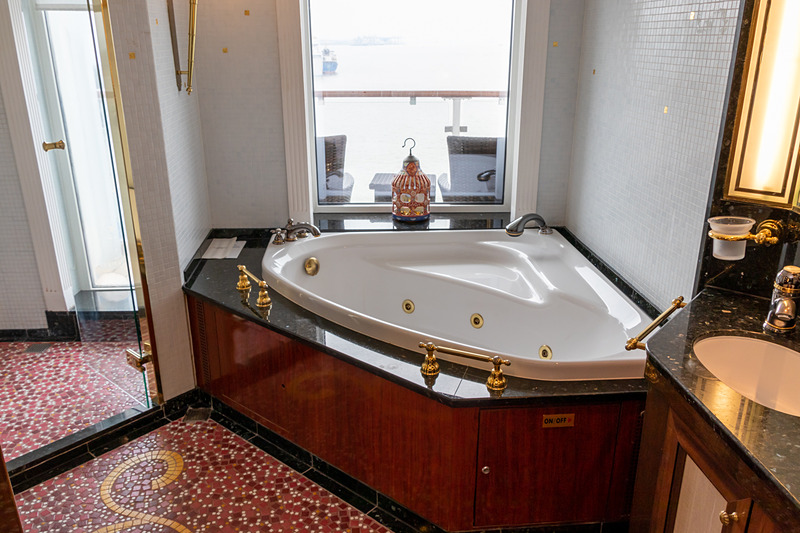 見学した部屋は南国情緒あふれる内装が印象的。最後尾から見えるダイナミックな景色を堪能できる