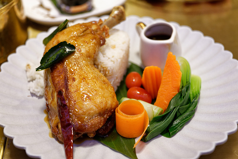 生春巻きとチキンの照り焼き
