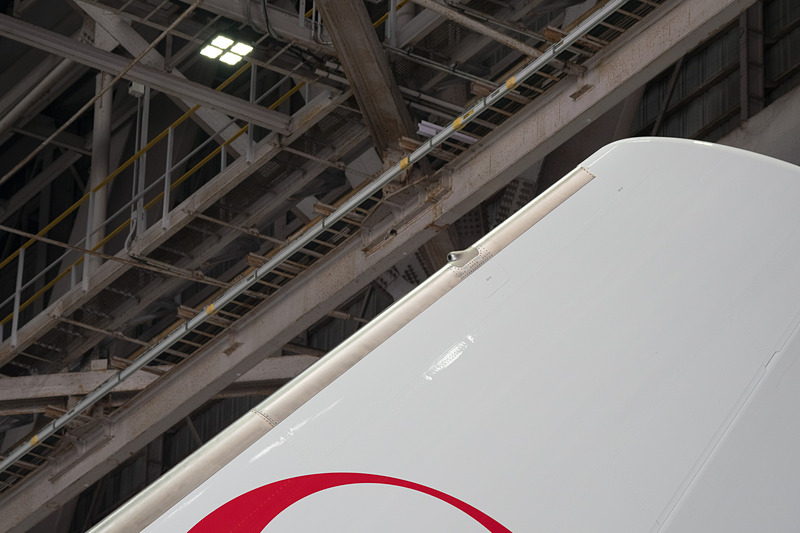 垂直尾翼に取り付けられたカメラの映像