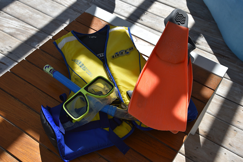 シュノーケルを借りて海へ。藻も多いがサンゴや魚も見ることができた