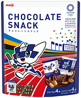 明治、東京2020公式チョコスナック。ミライトワとソメイティを描いた