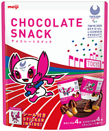 明治、東京2020公式チョコスナック。ミライトワとソメイティを描いた