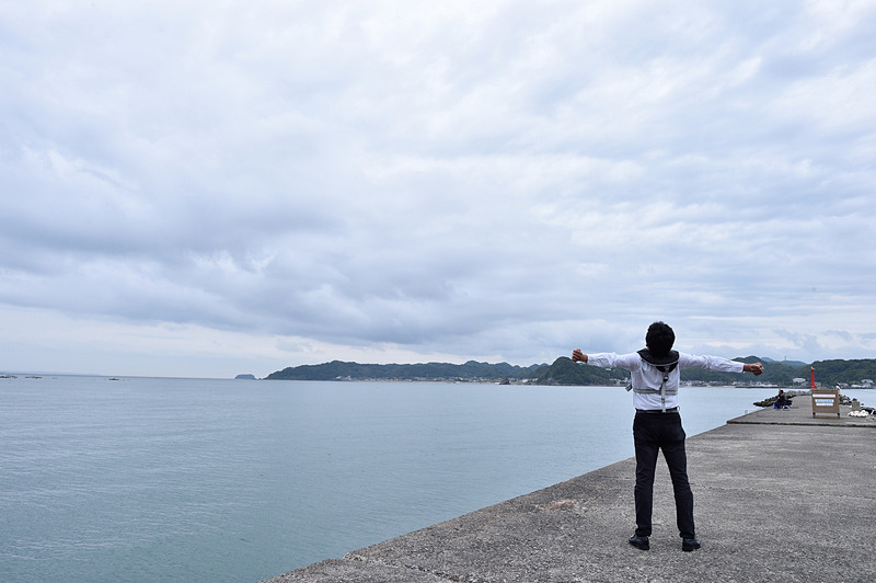 海へ到着、潮風が気持ちいい～！