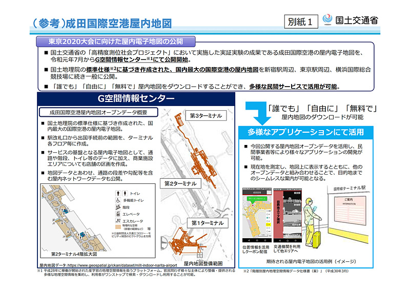 国交省が、成田空港の屋内地図データをG空間情報センターで無償公開