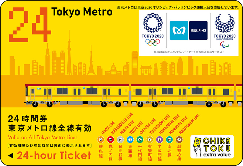 東京2020大会エンブレム付き東京メトロ24時間券（前売り券）小児用（イメージ）