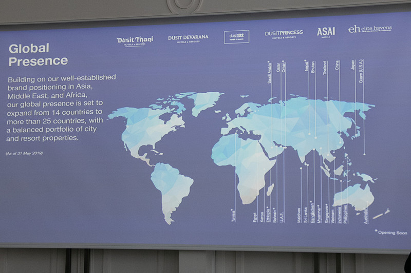 デュシットインターナショナルが展開する5つのブランド。「デュシタニ（Dusit Thani）」「デュシット デバラナ（Dusit Devarana）」「デュシット D2（dusitD2）」「デュシット プリンセス（Dusit Princess）」「アサイ・ホテル（ASAI HOTELS）」