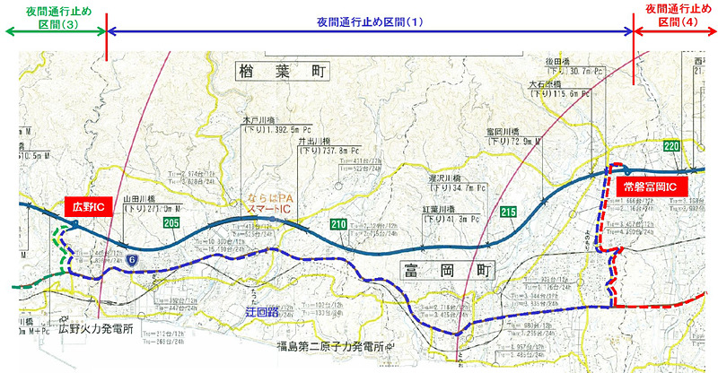 広野IC～常磐富岡IC間の迂回路