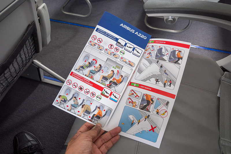 デモ機に用意されたエアバス製の“安全のしおり”
