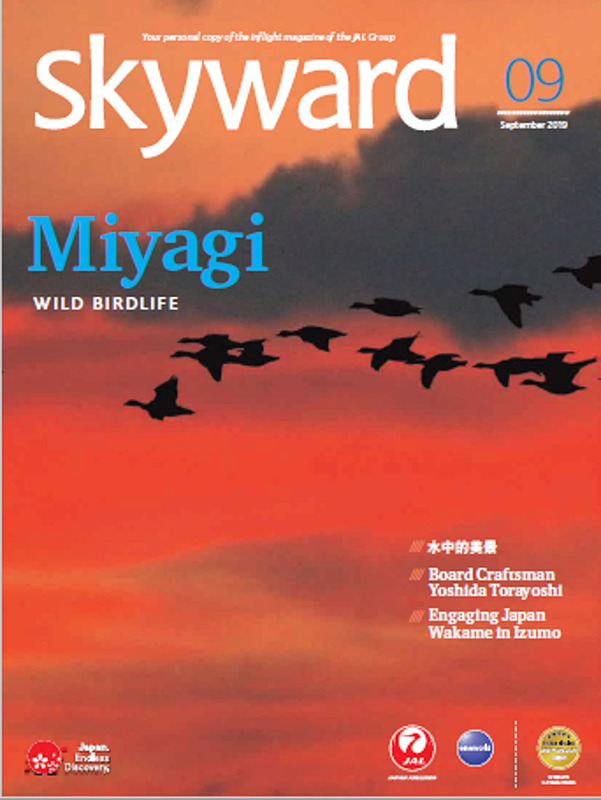 JALの機内誌「SKYWARD」の英語記事では北極圏の湿地帯から越冬のために飛来する渡り鳥のマガン、最盛期には3000羽ほどになるオオハクチョウなど、この地でしか見られない貴重な野生の生態を観察できる伊豆沼・内沼を写真とともに紹介