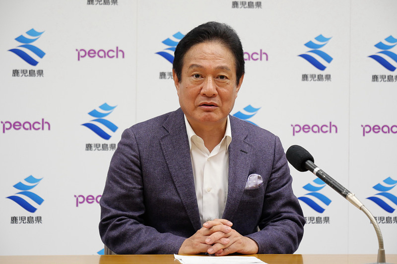 関空～奄美線就航の詳細を説明する、Peach Aviation株式会社 代表取締役CEO 井上慎一氏