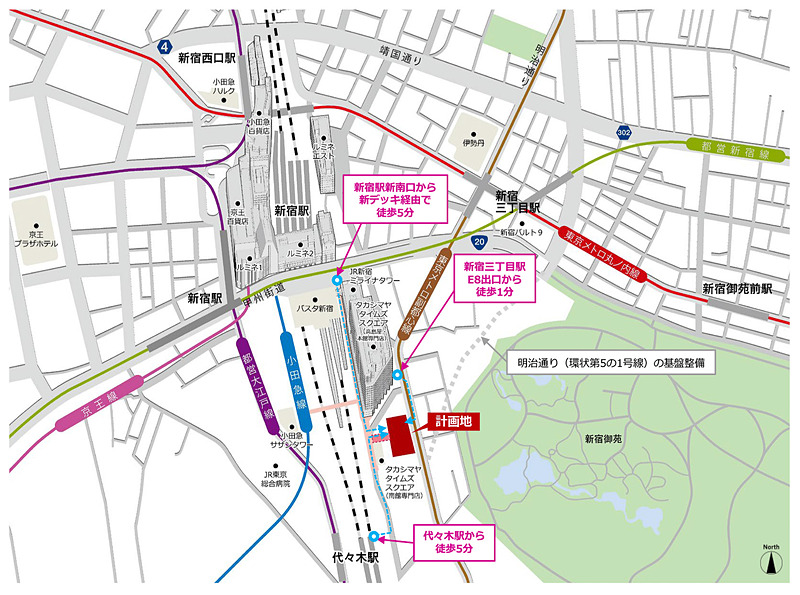 新宿駅からの距離