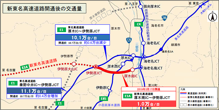 厚木南IC～伊勢原JCT間の交通状況