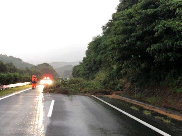 長崎道（上り線）佐賀大和IC～多久IC間の切土のり面 土砂崩れ