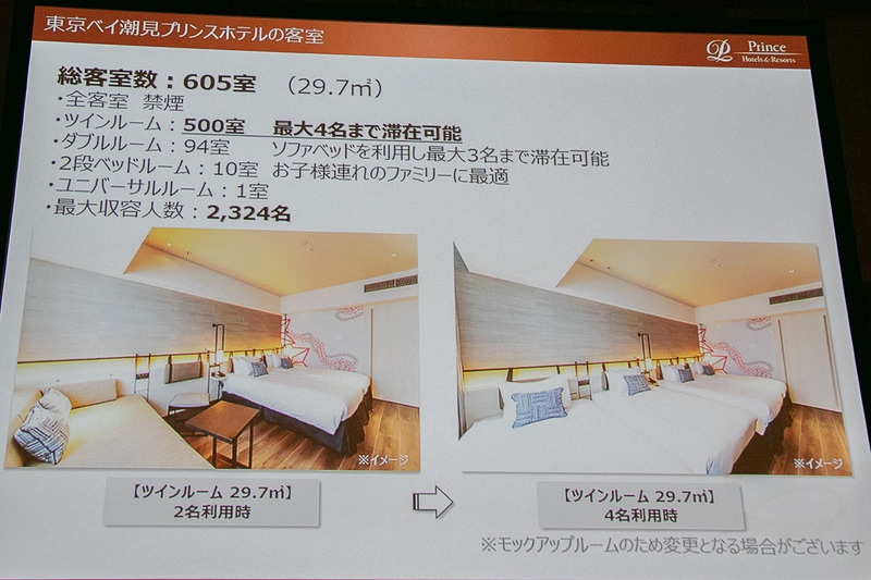 客室数は605室。最大で2324名が宿泊できる