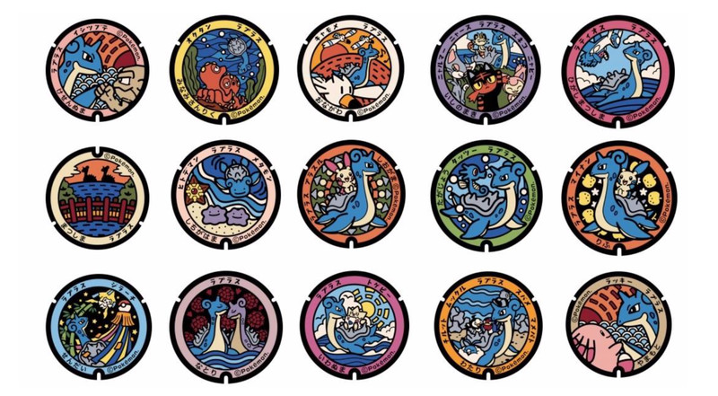 宮城県内にラプラスたちをデザインしたオリジナルマンホールを設置